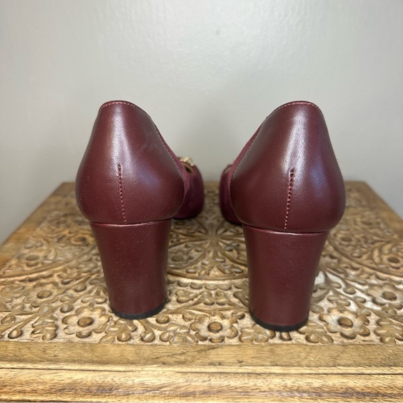 Talbots Women’s Ellery Burgundy Suede Bit Block Heel Pumps Sz 10.5 - Picture 4 of 8